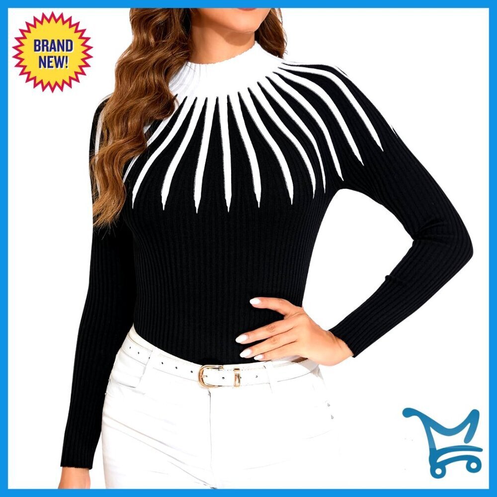 Ribbed Knit Turtleneck Sweater Slim Fit Long Sleeve Pullover Fall Casual